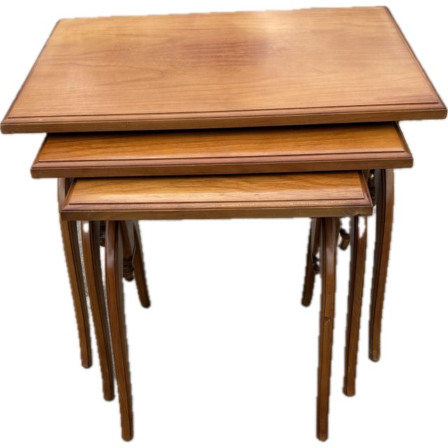 Wood MCM Nesting Tables - Set of 3 For Sale - Image 7 of 12