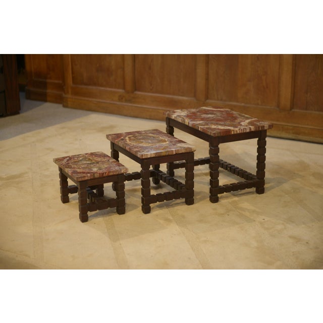 Nesting Tables with Petrified Wood Tops, 1960s, Set of 3 For Sale - Image 11 of 11