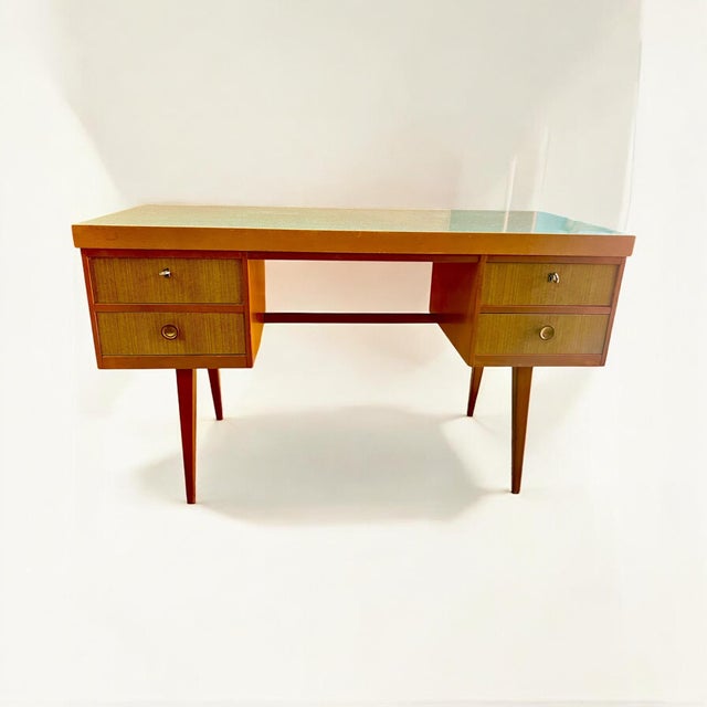 Vintage Desk with Blue Formica Table Top from Ekawerk, 1950s For Sale - Image 11 of 11