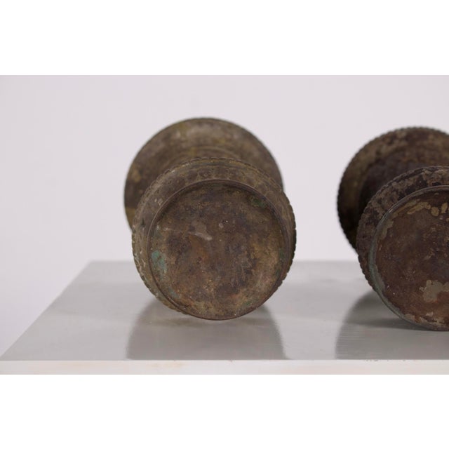 Traditional Bronze Ghee Lamps, Nepal, Set of 2 For Sale - Image 5 of 6
