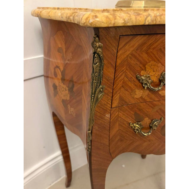 Antique Louis XV French Marquetry Bedside Cabinets, 1880s, Set of 2 For Sale - Image 14 of 16