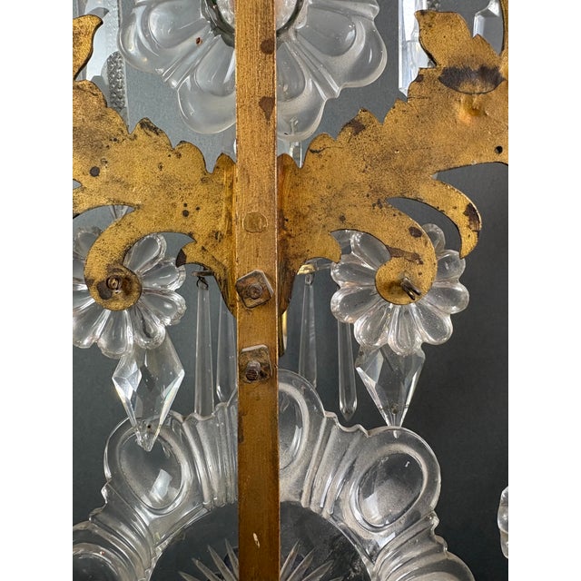 Louis XVI Gilded Bronze Crystal Pinwheel Candelabra, Set of 2 For Sale - Image 11 of 18