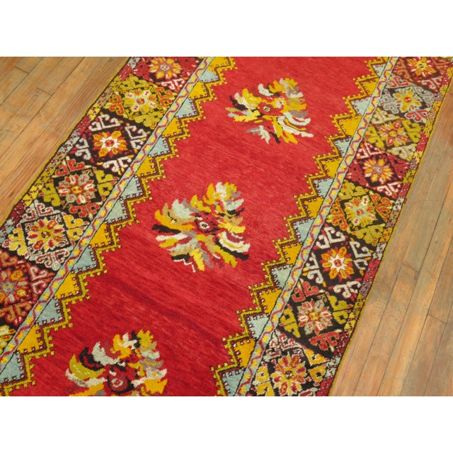 Contemporary Early 21st Century Bright Floral Turkish Runner - 3'5" x 12' For Sale - Image 3 of 6
