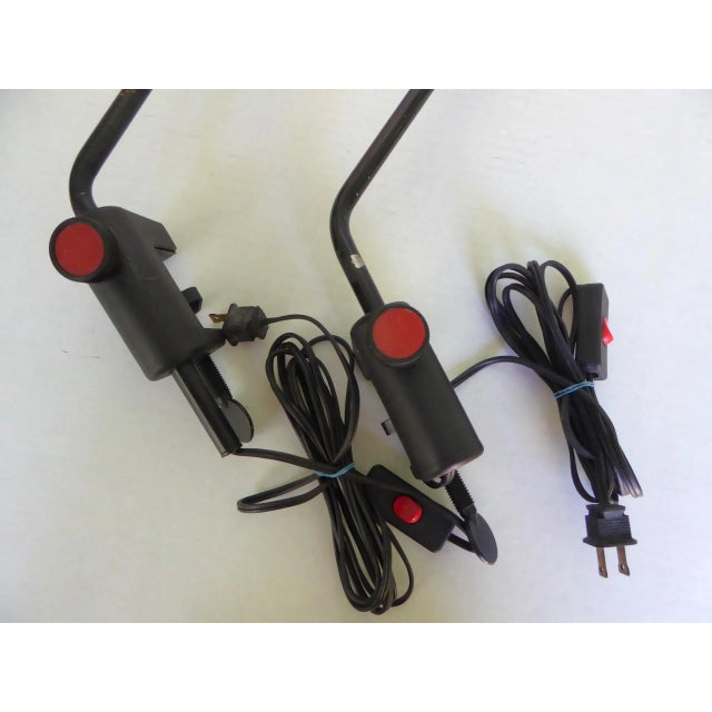 1970s Pair Minimalist Clip-On Desk / Shelf Task Lights by Roger Tallon for Erco Leuchten Germany 1970s For Sale - Image 5 of 11