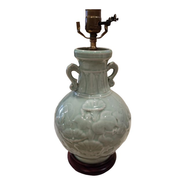Vintage Chinese Celedon Lamp For Sale