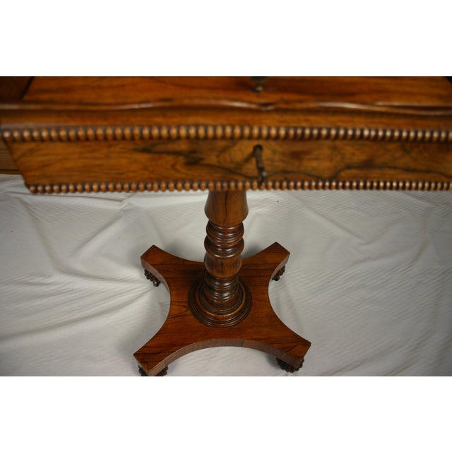 Victorian Rosewood Teapoy on Turned Pedestal Base, England, 1850s For Sale - Image 6 of 15