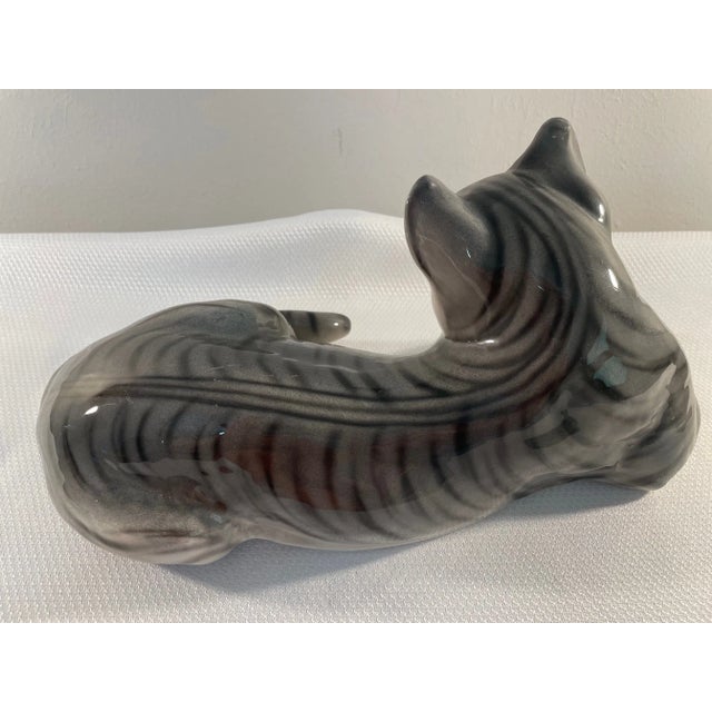 Large Mid 20th Century Ronzan Ceramic Gray Tabby Cat For Sale - Image 9 of 13