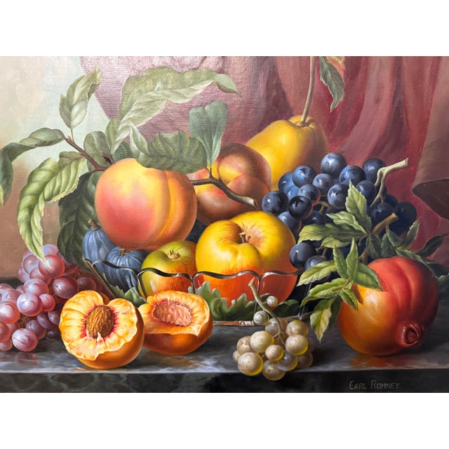 1940s Fruit Still Life Oil Painting For Sale - Image 6 of 9