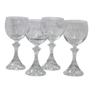 Perfect Set of 4 Vintage Mikasa "The Ritz" Crystal Wine Glasses For Sale