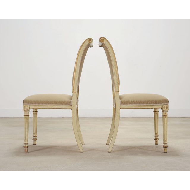 Wood Set of Eight French Louis XVI Style Painted Dining Chairs For Sale - Image 7 of 18