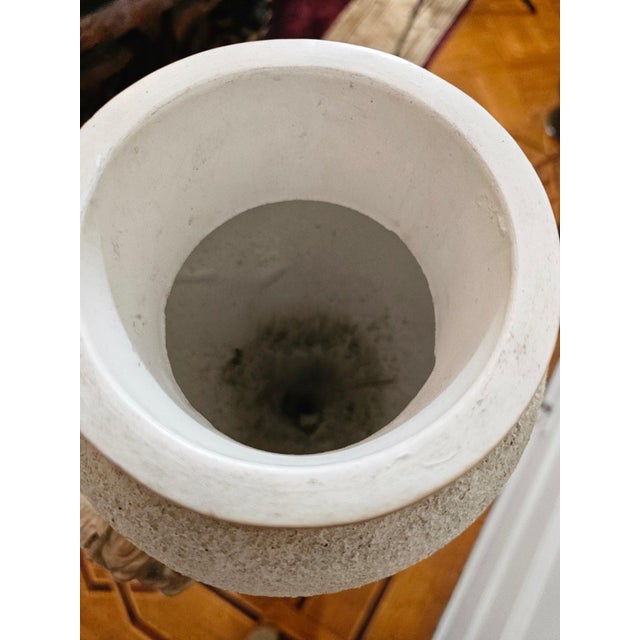 1950s Spectacular Large Chalkware Figurine With Vase on Pedestal. For Sale - Image 9 of 11