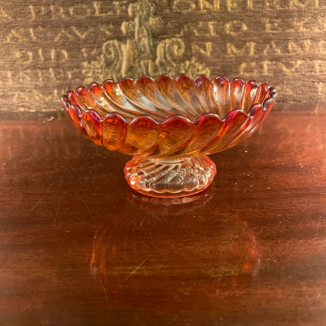 Early 20th Century Red Baccarat Crystal Swirl and Scallop Compote For Sale - Image 5 of 5