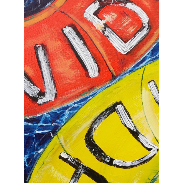 Moisés Villafuerte "Dos Vidas" Blue, Red, and Yellow Contemporary Painting with Texts, 2023 For Sale - Image 10 of 11
