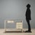 Vintage 1960s metal desk featuring a functional and sturdy design. The structure is made of enameled metal, showing signs...