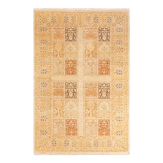 Mogul, One-of-a-Kind Hand-Knotted Area Rug - Ivory, 6' 2" x 9' 2" For Sale