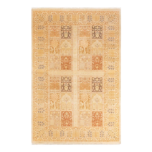 Mogul, One-of-a-Kind Hand-Knotted Area Rug - Ivory, 6' 2" x 9' 2" For Sale