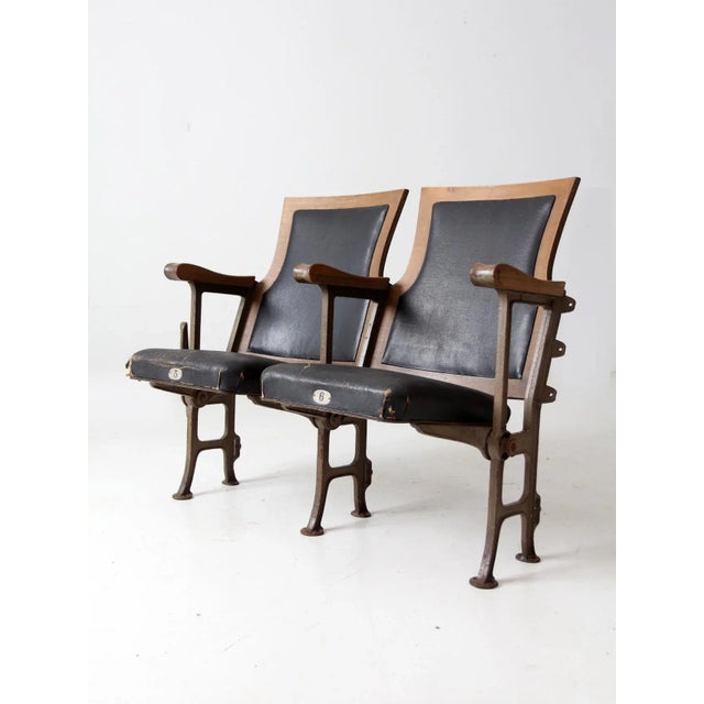 Antique Theatre Seats Pair For Sale - Image 4 of 13