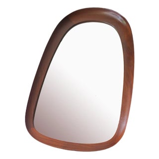Large AB Glas & Trae Hovmantorp Sculptural Mahogany Wall Mirror, Sweden 1960s For Sale