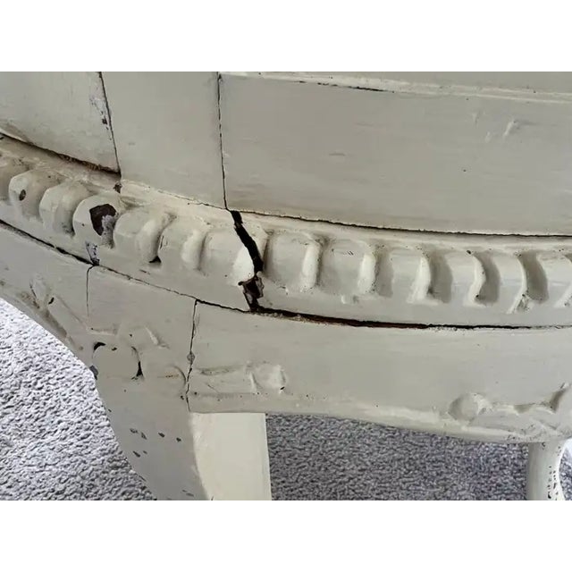 French Louis XV Provincial Style Distressed Off-White Serving Table W Tray For Sale - Image 12 of 12