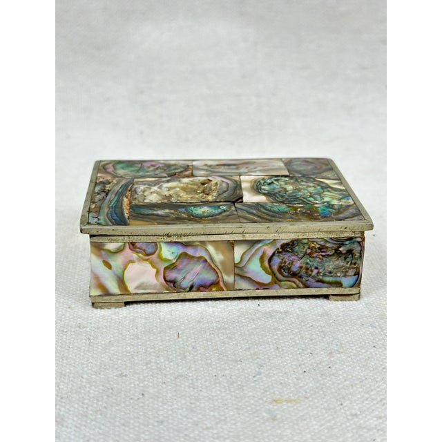 Vintage Abalone shell and Alpaca Silver trinket box. This is a pre-owned item so please see all pictures and ask any...