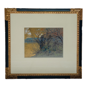Mid 20th Century George Manzana Pissarro - Riverbank, Mixed Media