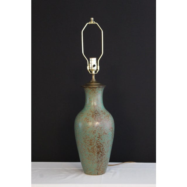 1940s Ming Style Granite Finish Table Lamp For Sale - Image 9 of 12