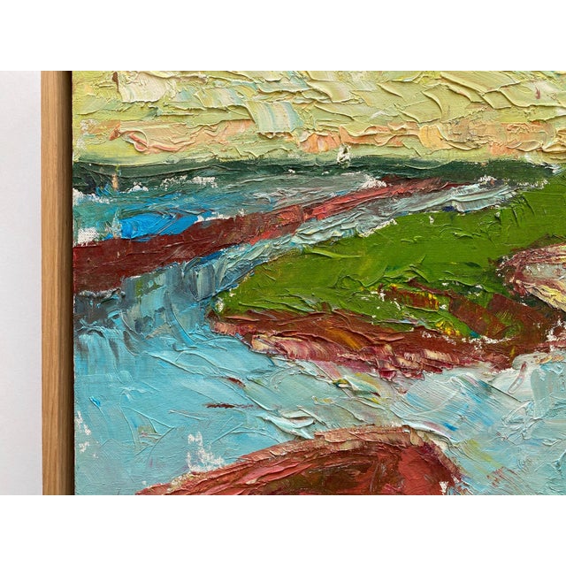 Wood Jim Lyons Contemporary Provincetown " West End Breakwater " Abstract Expressionist Framed Original en Plein Air Oil Painting For Sale - Image 7 of 18