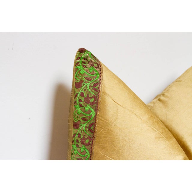Indian Arabian Gold Festive Silk Euro Pillow Cover For Sale - Image 3 of 7