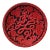 Chinese Red Resin Lacquer Round Peach Tree Relief Carving Accent Plate For Sale