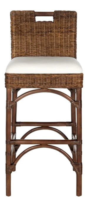 Rattan barstool, Brown & Eggshell