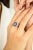 Blue 5.47 Carat Blue Sapphire 14k White Gold Halo Diamond Wedding Ring Size 5 For Sale - Image 8 of 12