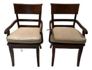 Pair of Bassett Solid Wood Ladder Back Dining Armchairs – Classic Design & Sturdy Craftsmanship