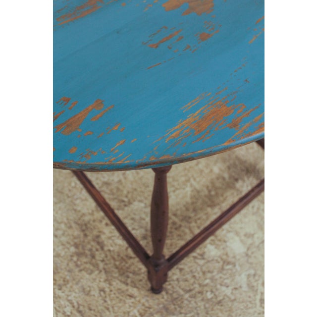 Primitive Bench Made Oval Top Distressed Painted Work Table For Sale In Philadelphia - Image 6 of 12