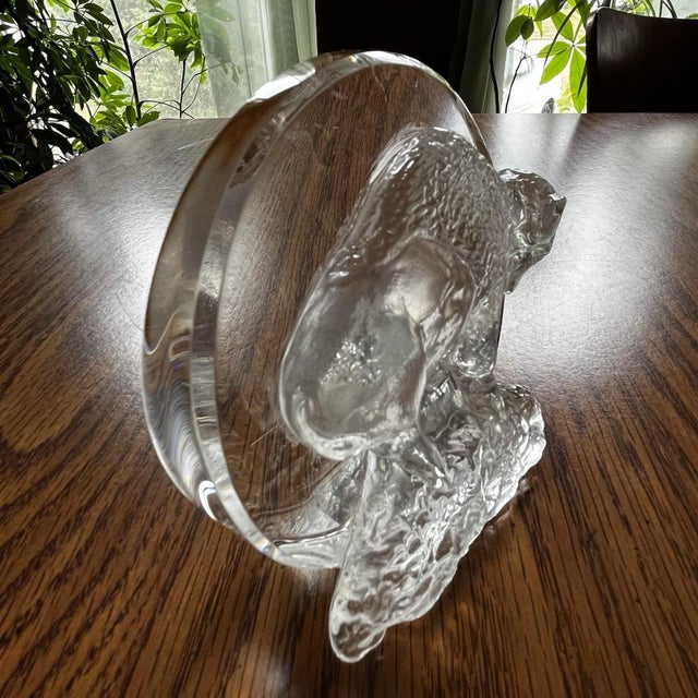Gray Victor Trabucco Buffalo Bison Crystal Figurine Statue Signed Art Glass Sculpture For Sale - Image 8 of 15