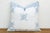 Large 24" White & Blue Jaipur Blockprint Linen Pillow Cover For Sale In Los Angeles - Image 6 of 7