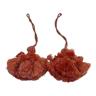 Vintage Rose Colored Tassels - a Pair For Sale