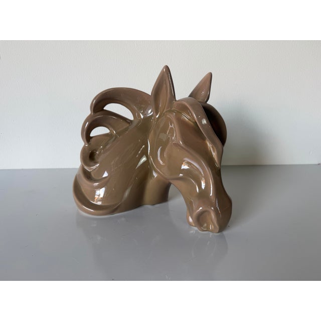 Art Deco 1980s Jaru Glazed Ceramic Horse Head Sculpture For Sale - Image 3 of 11