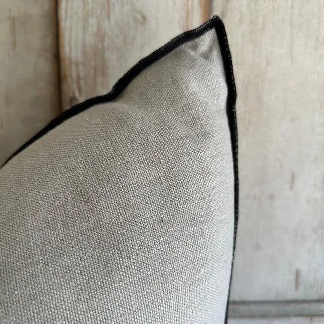 French French Stone Washed Linen Accent Pillow With Down Feather Insert For Sale - Image 3 of 6