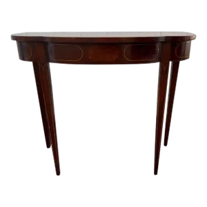 Vintage Hepplewhite Mahogany Marquetry Inlaid Hall Console Table.