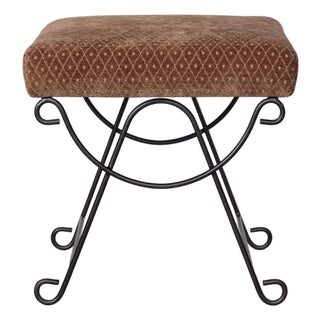 Panoplie Iron Loop Stool, Brown Chenille For Sale