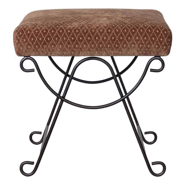 Panoplie Iron Loop Stool, Brown Chenille For Sale
