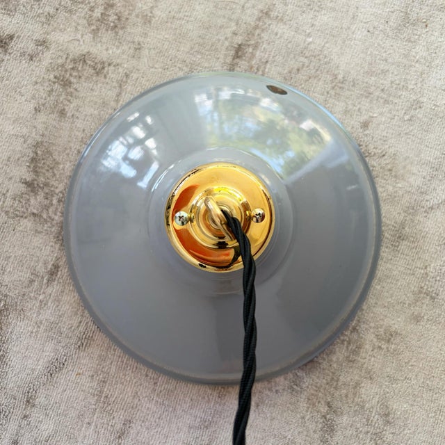 Industrial Grey Enamel Pendant Light, 1950s For Sale - Image 12 of 17