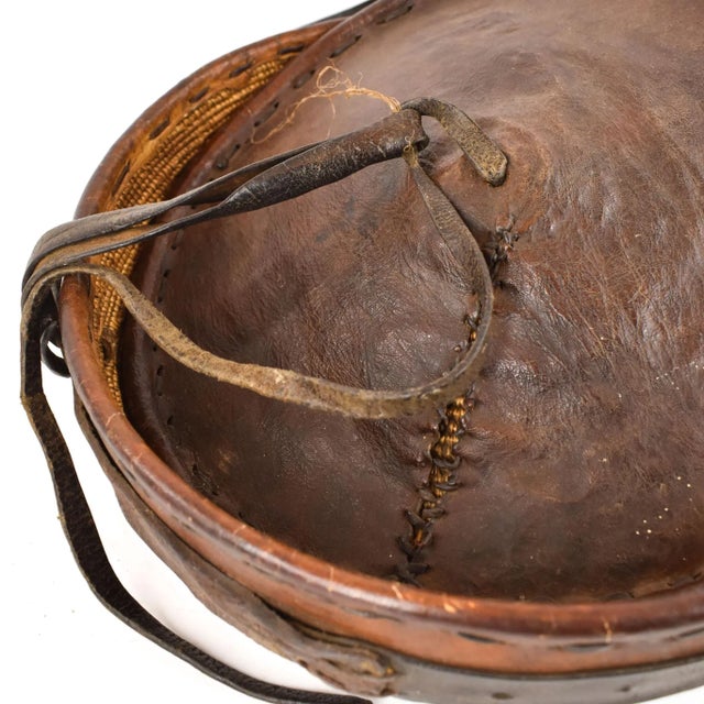 Late 20th Century Lidded Leather Basket For Sale - Image 4 of 5