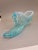 Fenton Art Glass Company Vintage Fenton Glass Shoe Slipper Hobnail Blue Turquoise Opalescent Cat Head For Sale - Image 4 of 6