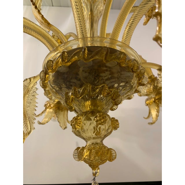 Amber Murano Glass Chandelier With Flowers and Leaves For Sale - Image 10 of 13