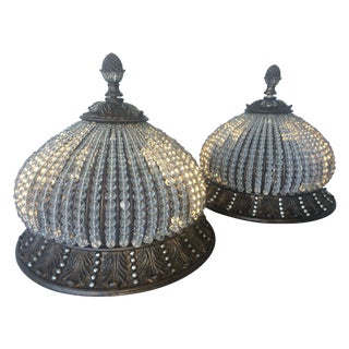 Neiman Marcus Flush Mount Chandeliers - A Pair For Sale