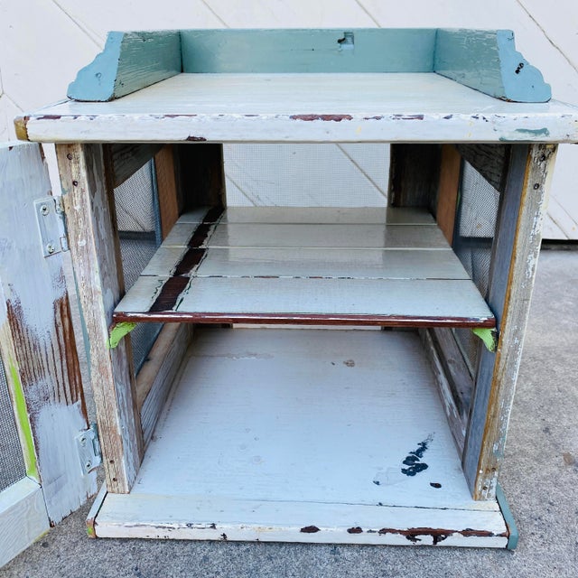 Farmhouse Countertop Pie Cupboard Made From Repurposed Wood by Northern California Folk Artist For Sale - Image 3 of 12