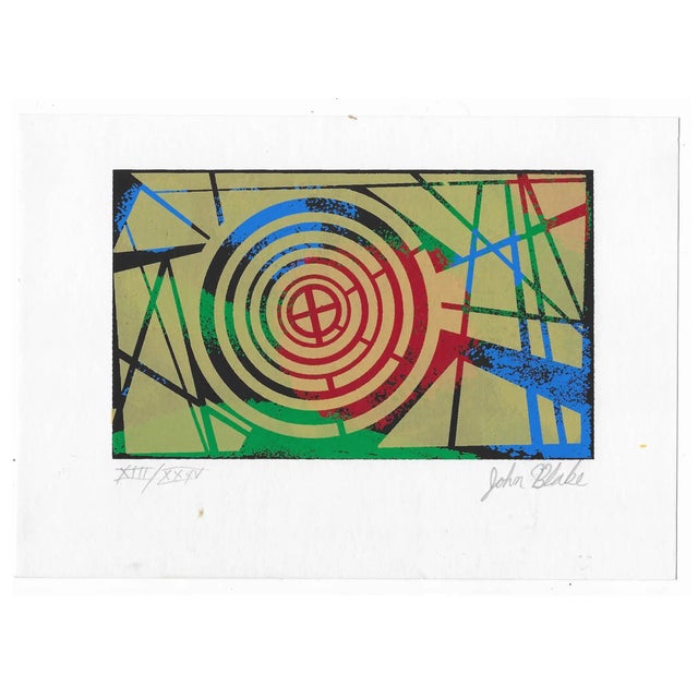 1980s MCM screenprint by John Blake. Pencil; pencil signed and numbered from an edition of 35 in Roman numerals. Combined...