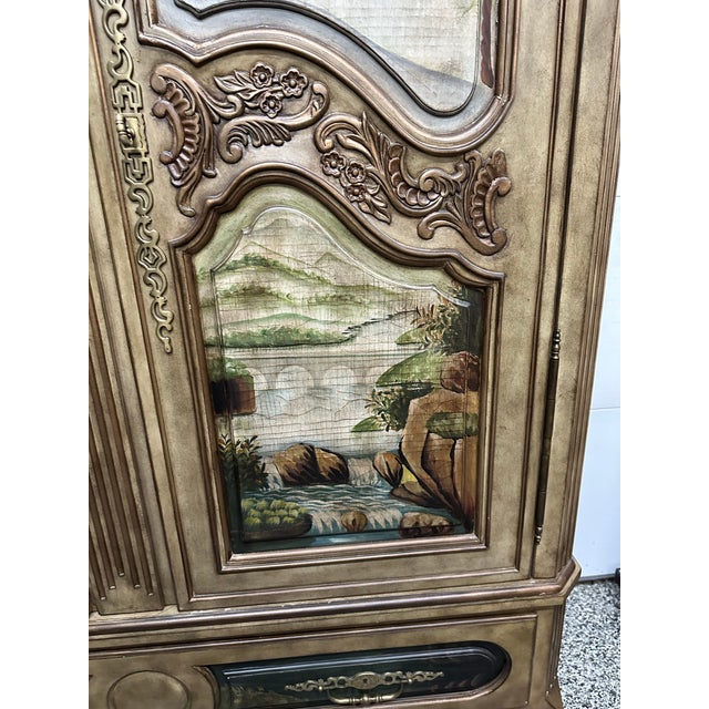 Thomasville Ernest Hemingway Bombe Painted Wardrobe For Sale In Detroit - Image 6 of 11