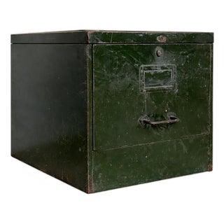 Vintage Industrial Military Filing Cabinet in Green Steel For Sale